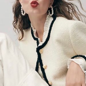 J.Crew Louisa lady jacket jn cream with black trim. New with tags!